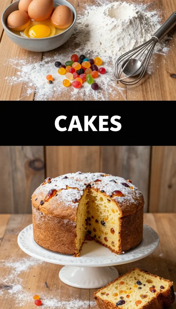 Italian Panettone Cake with Dried Fruits and Citrus