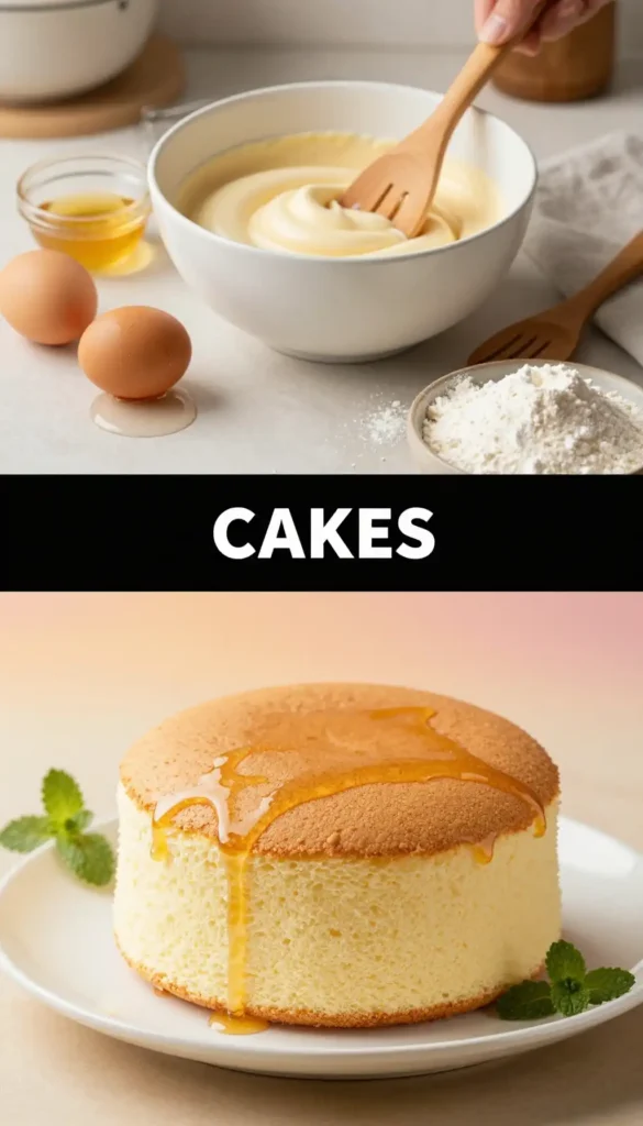 Japanese Castella Cake with Honey Glaze and Fluffy Texture