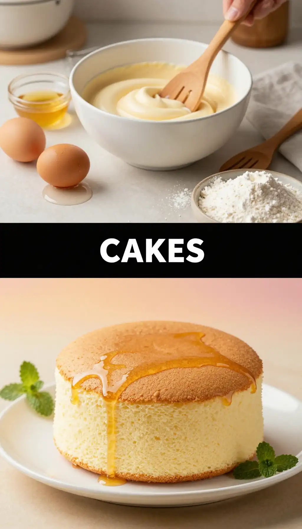 Japanese Castella Cake with Honey Glaze and Fluffy Texture pinterest pin