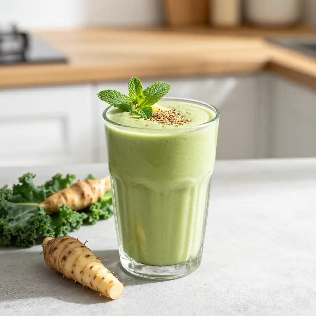 Jerusalem Artichoke Green Smoothie plated dish