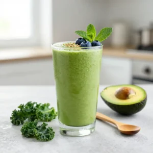 Creamy Kale Avocado Omega-3 Smoothie - Glowing Skin