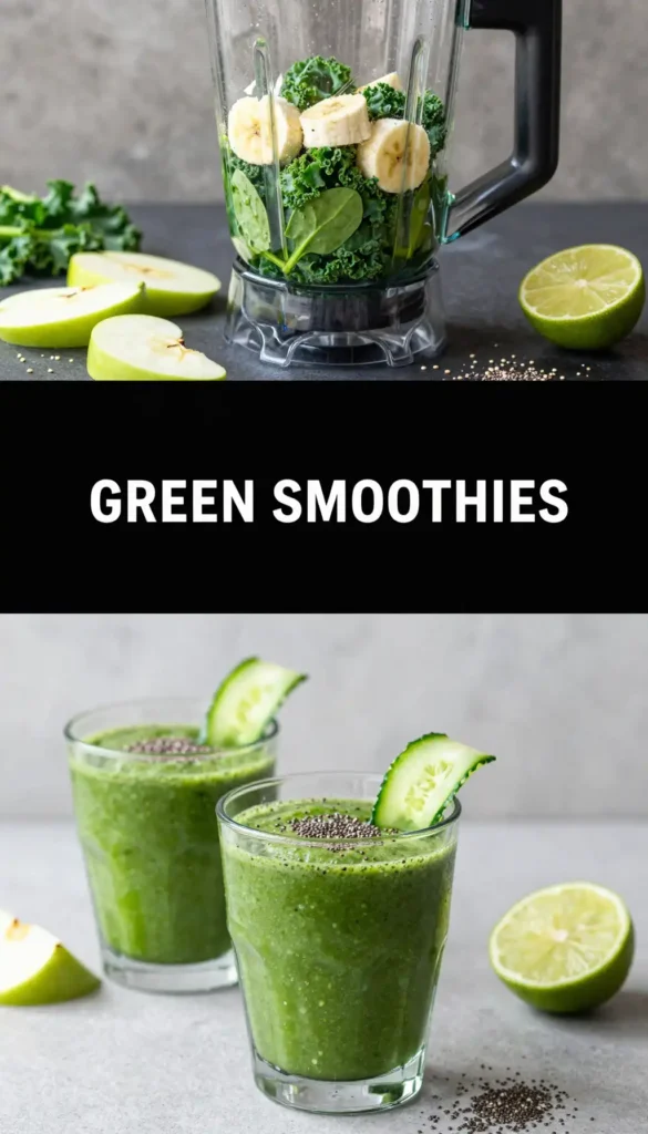 Kale Spinach Banana Power Green Smoothie