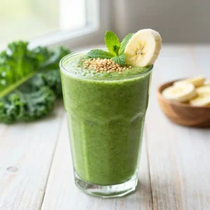 Kale Spinach Banana Power Green Smoothie for Detox