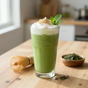 Healthy Green Smoothie with Pan-Fired Tea Flavor