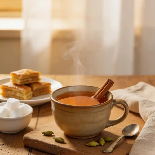 Homemade Karak Chai Strong Tea Latte Recipe with Cardamom & Cinnamon