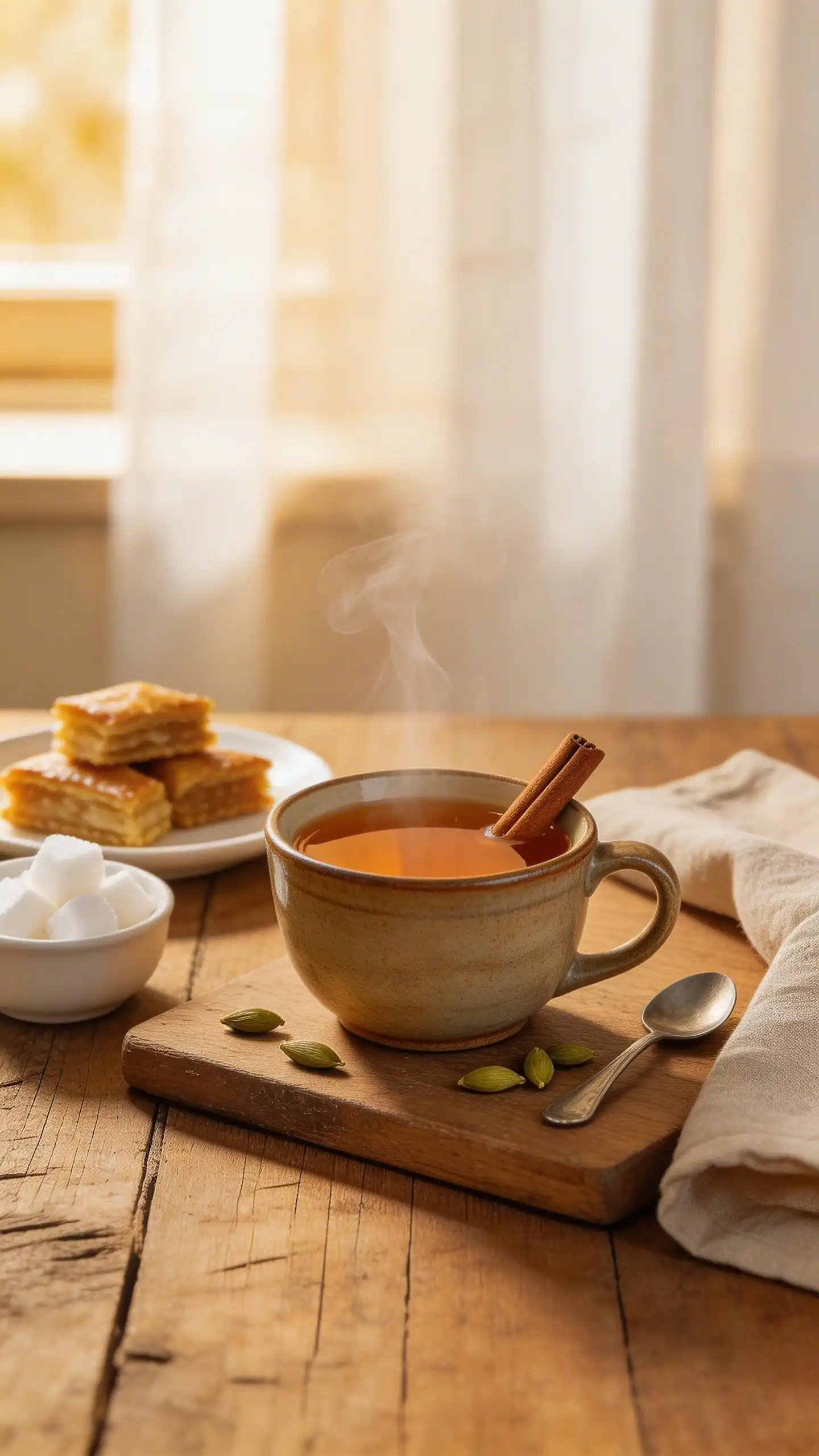 Karak Chai Strong Tea Latte plated dish