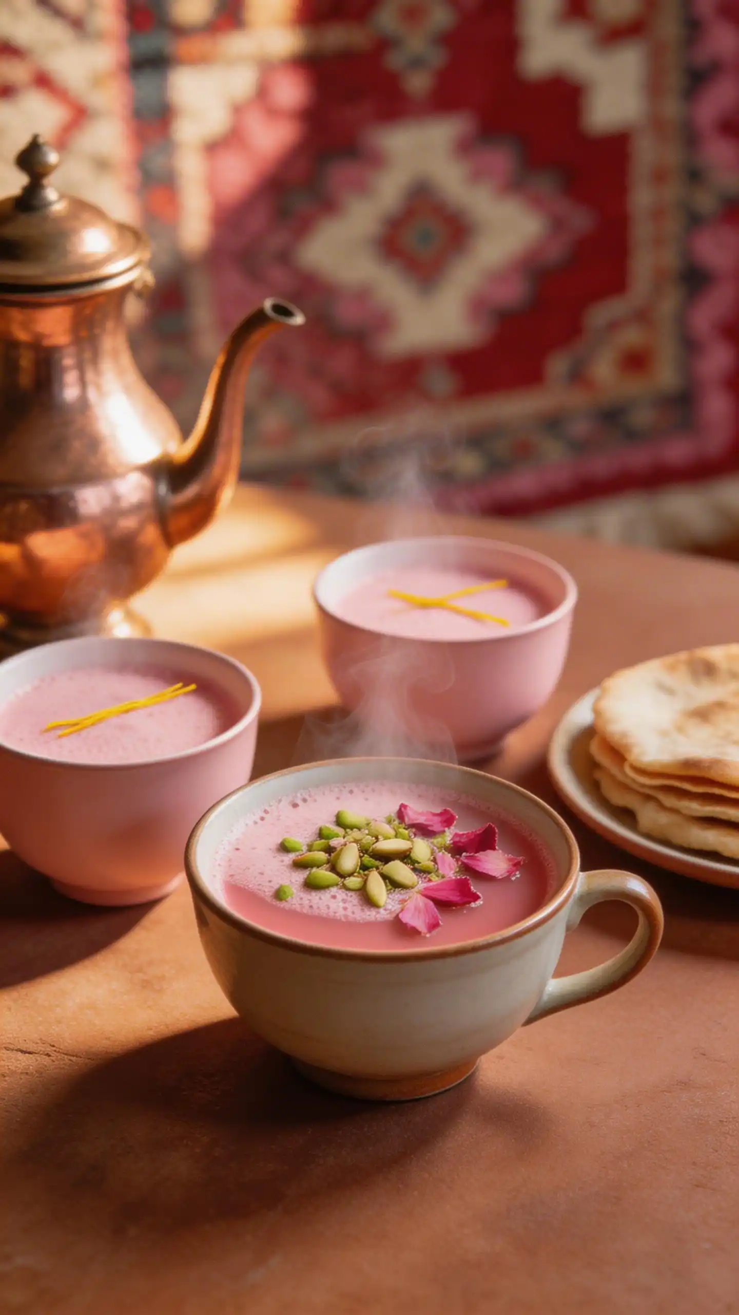 Kashmiri Noon Chai Pink Tea plated dish