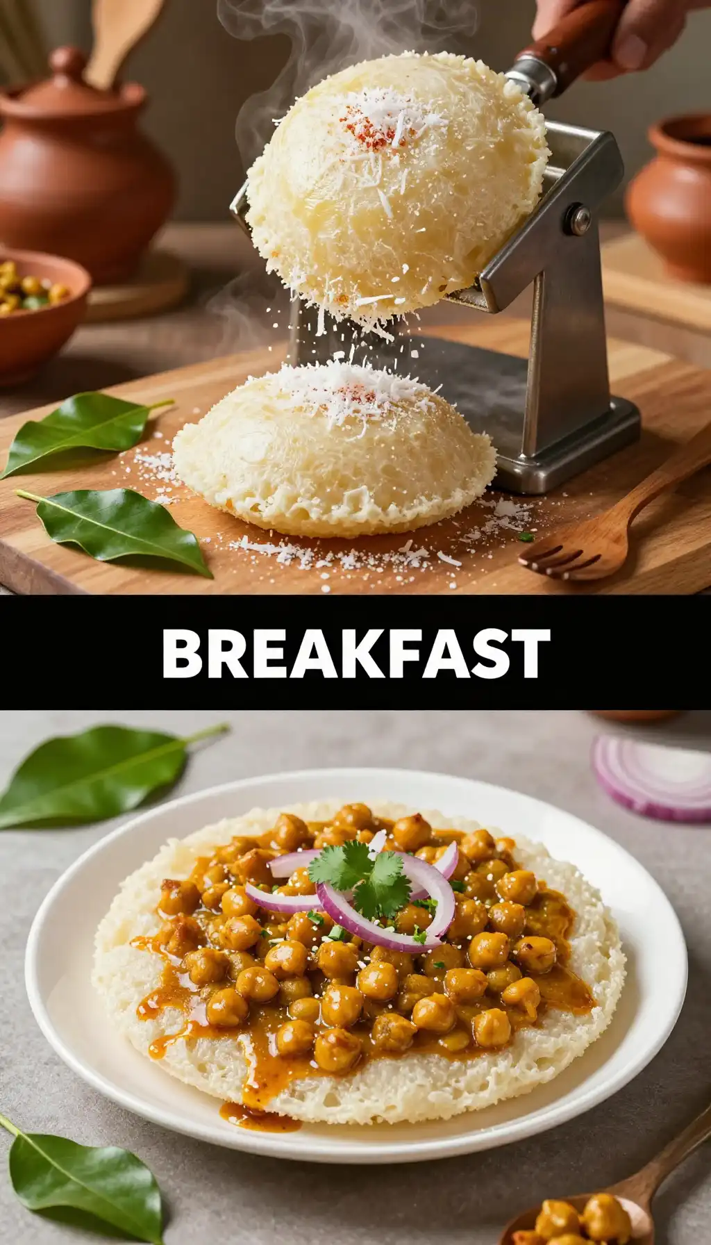 Kerala Puttu with Chickpea Curry pinterest pin