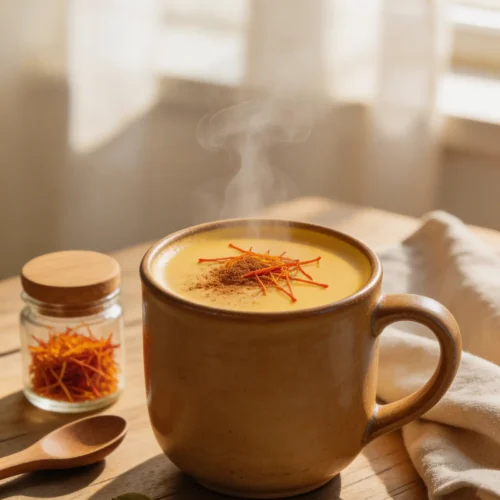 Easy Homemade Kesar Chai Saffron Latte Recipe with Cardamom