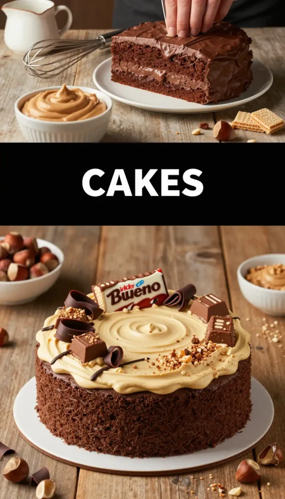 Kinder Bueno Cake with Hazelnut Cream and Wafers