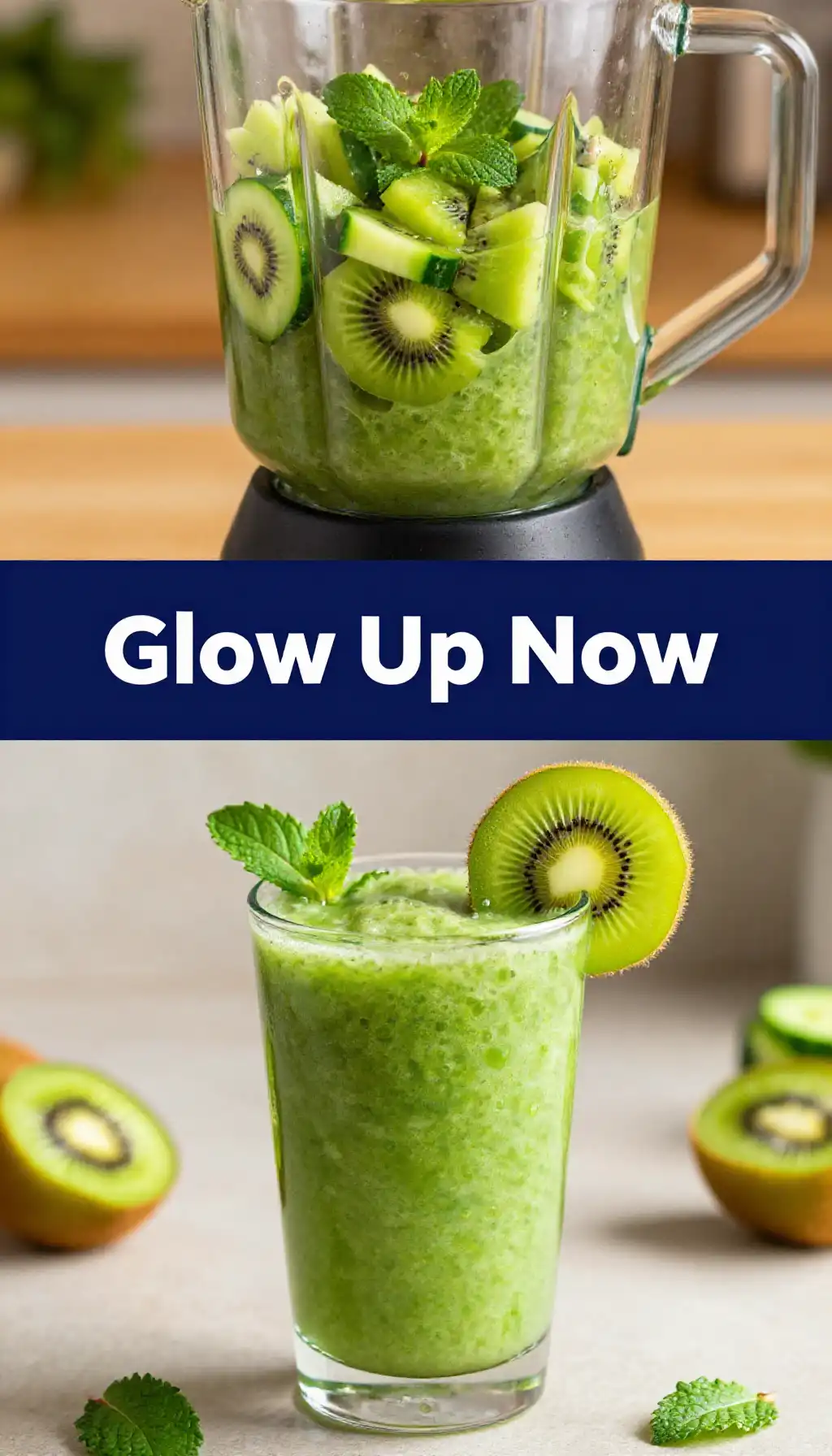Kiwi Cucumber Mint Refresher Smoothie pinterest pin