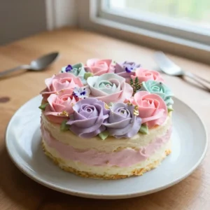 Elegant Korean Bento Cake Pastel Buttercream Roses Gold Leaf