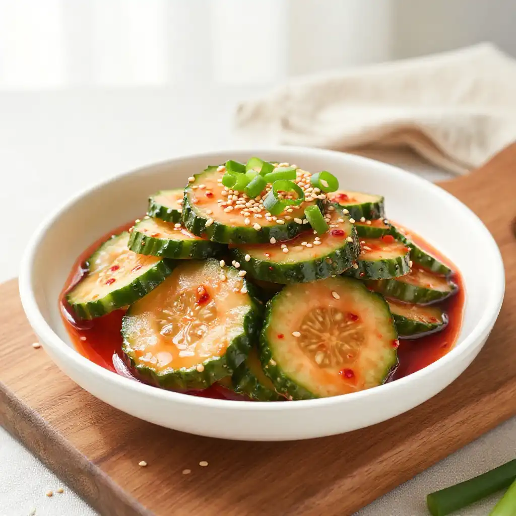 Korean Oi Muchim Cucumber Salad plated dish