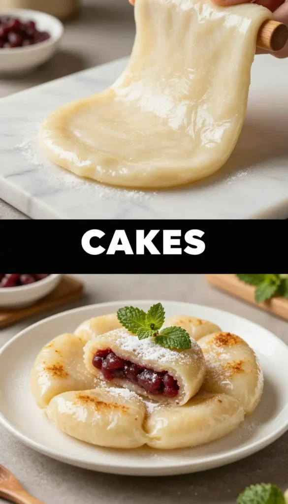 Korean Sweet Rice Cake with Red Bean Filling