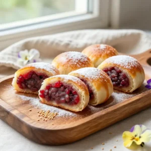 Chewy Korean Sweet Rice Cake with Red Bean Filling