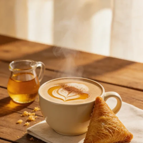 Kunafa Cheese Latte - Irresistible Hot Drink