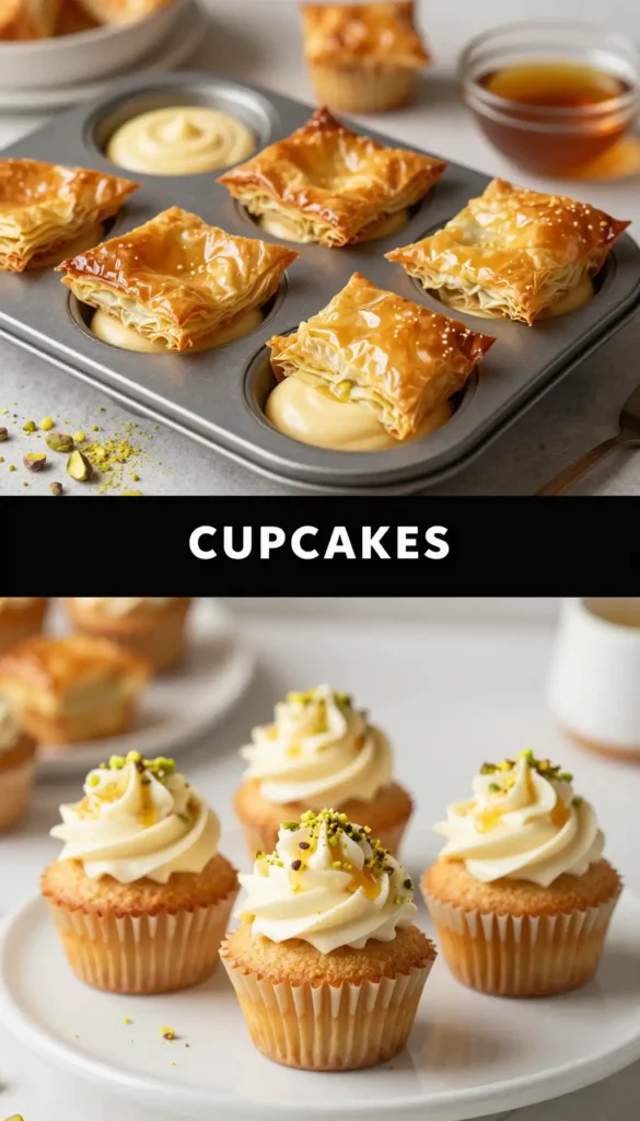 Kunafa Cupcakes with Crispy Phyllo Topping