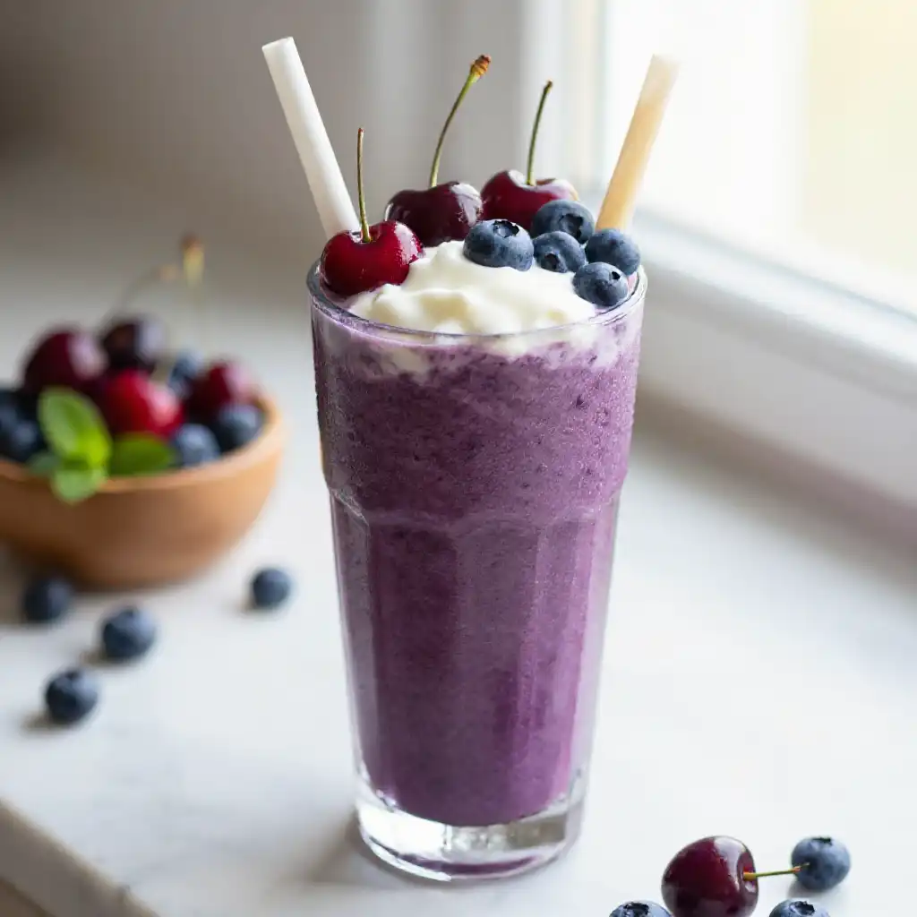 Lapins Cherry Blueberry Smoothie plated dish