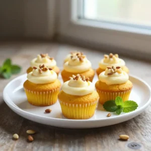 Golden Lebanese Turmeric Sfouf Cupcakes with Pine Nuts