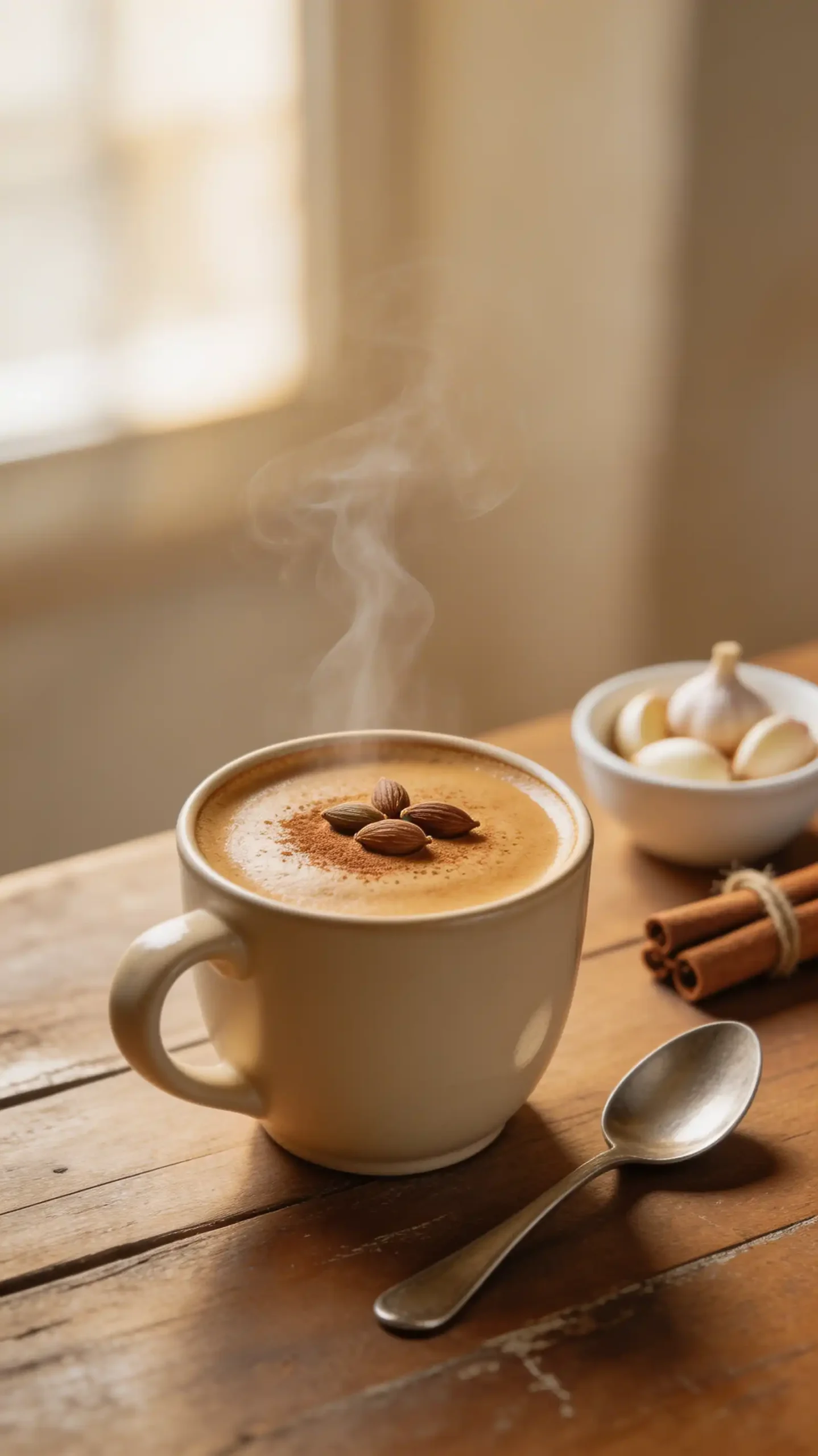 Lehsun Chai Garlic Tea Latte plated dish