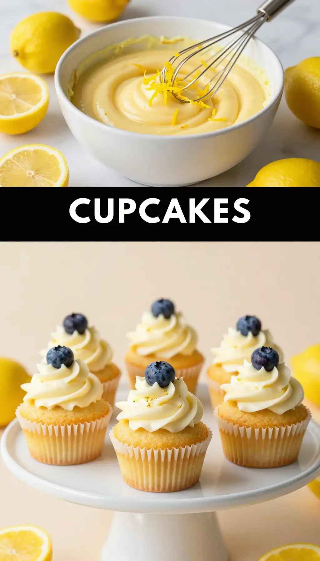 Lemon Cupcakes with Blueberry Cream Cheese Frosting pinterest pin