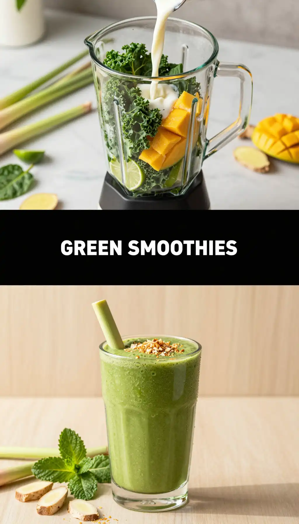 Lemongrass Coconut Green Smoothie pinterest pin