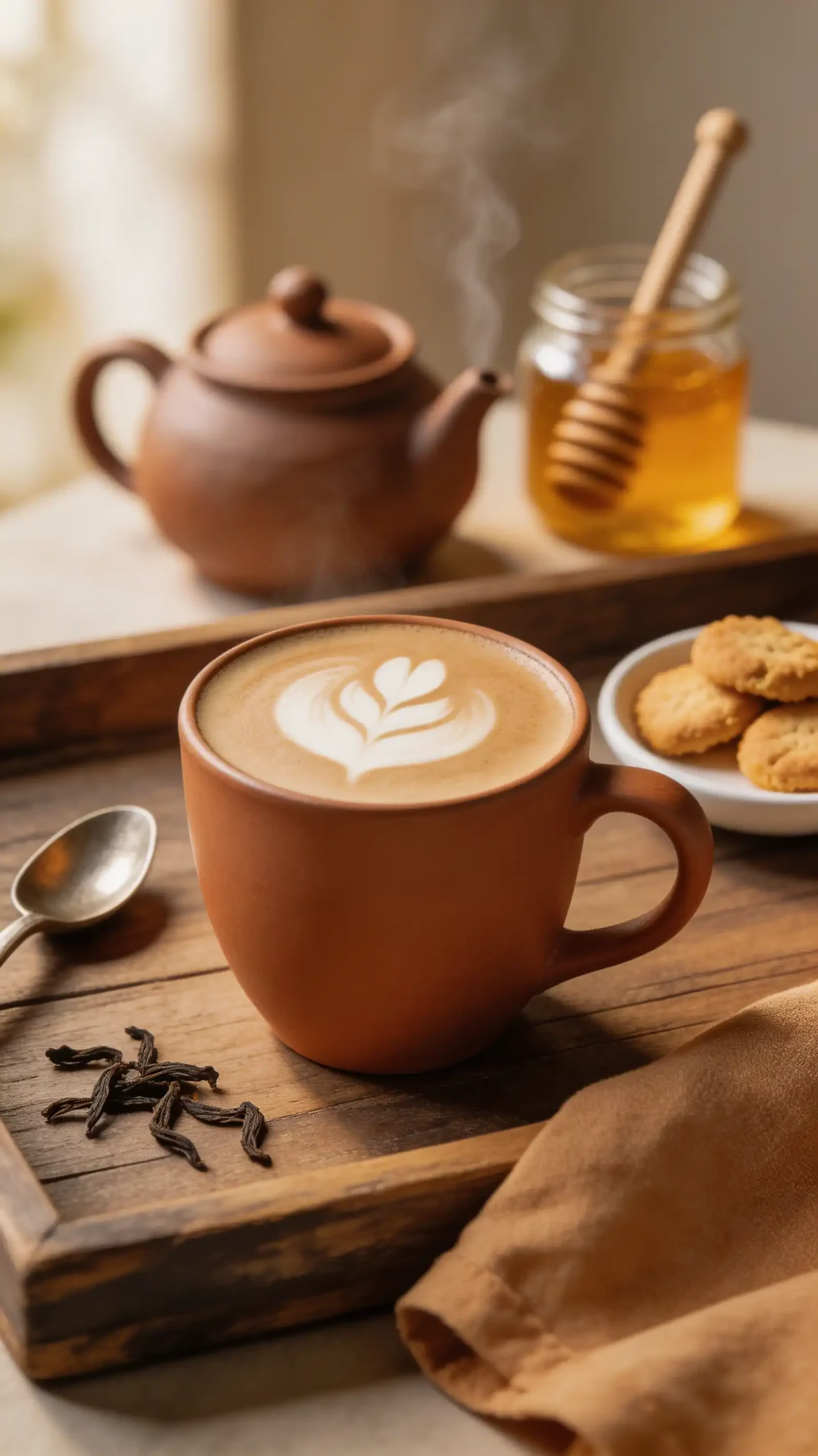 Liu Bao Dark Tea Latte plated dish