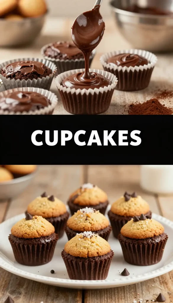 Loaded Brookies Cupcakes with Brownie Bottom and Cookie Top