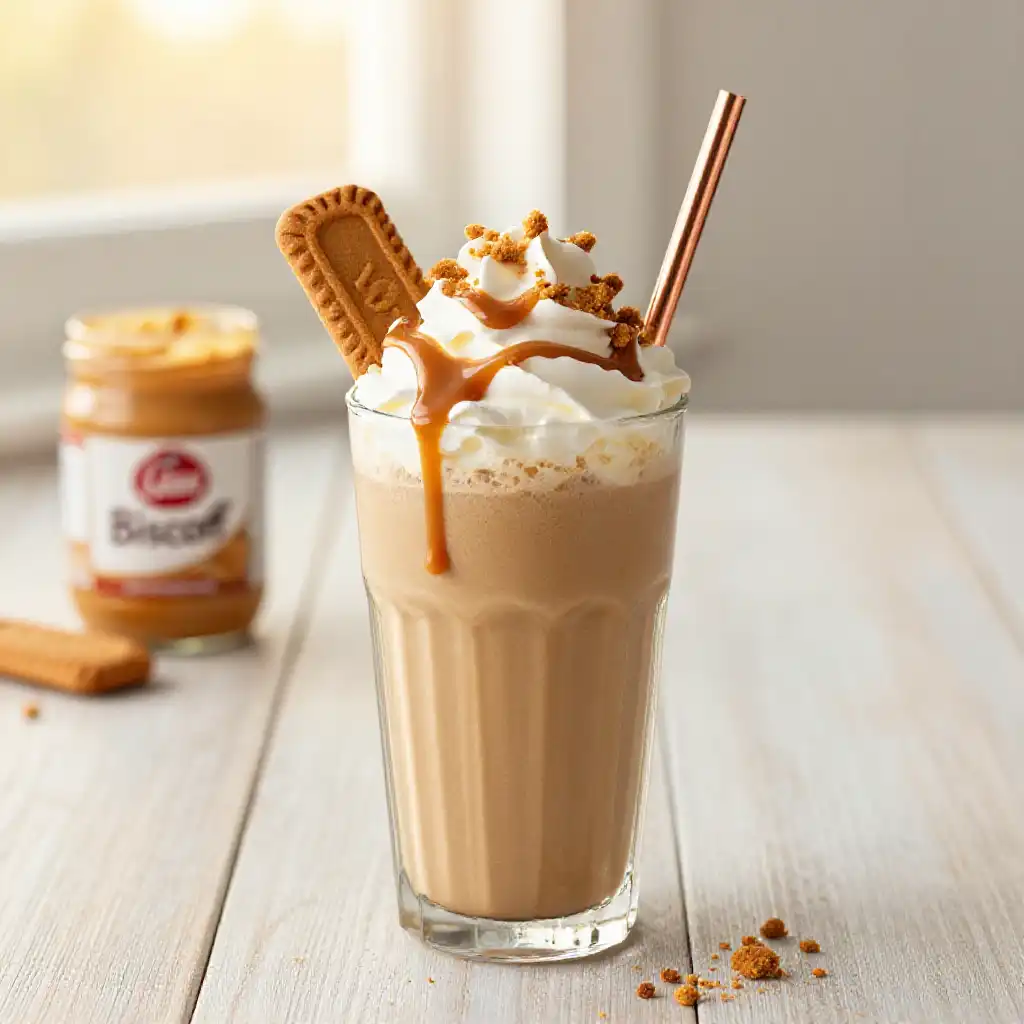 Lotus Biscoff Protein Smoothie plated dish