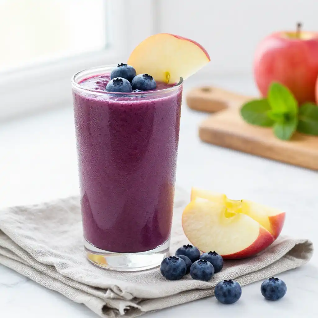 Macoun Apple Blueberry Smoothie plated dish