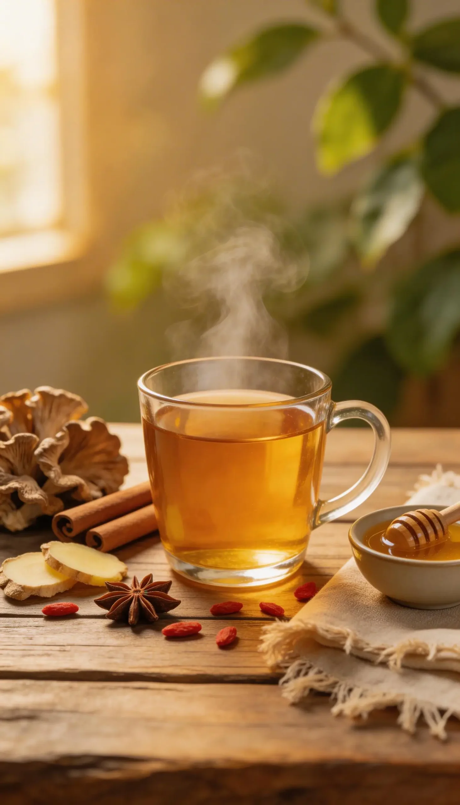 Maitake Mushroom Wellness Tea plated dish