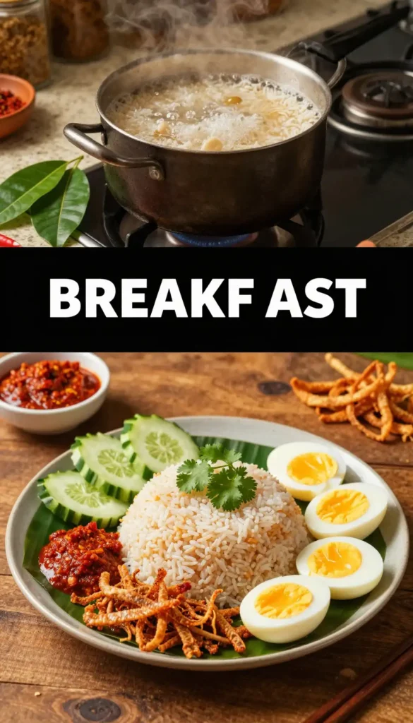 Malaysian Nasi Lemak with Sambal and Anchovies