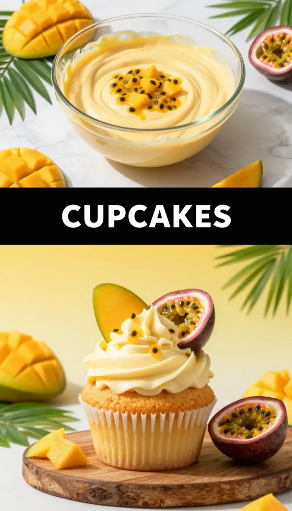 Mango Cupcakes with Passion Fruit Frosting