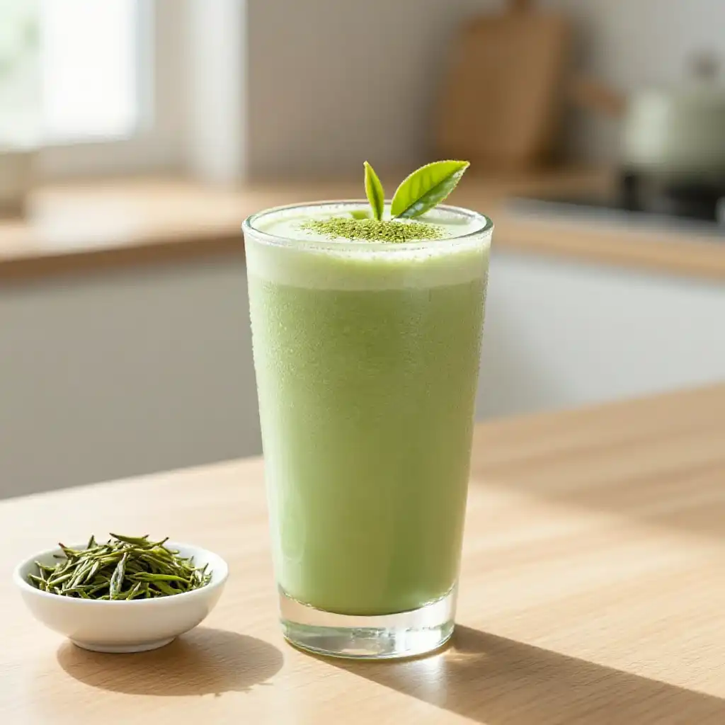 Mao Jian Green Tea Smoothie plated dish