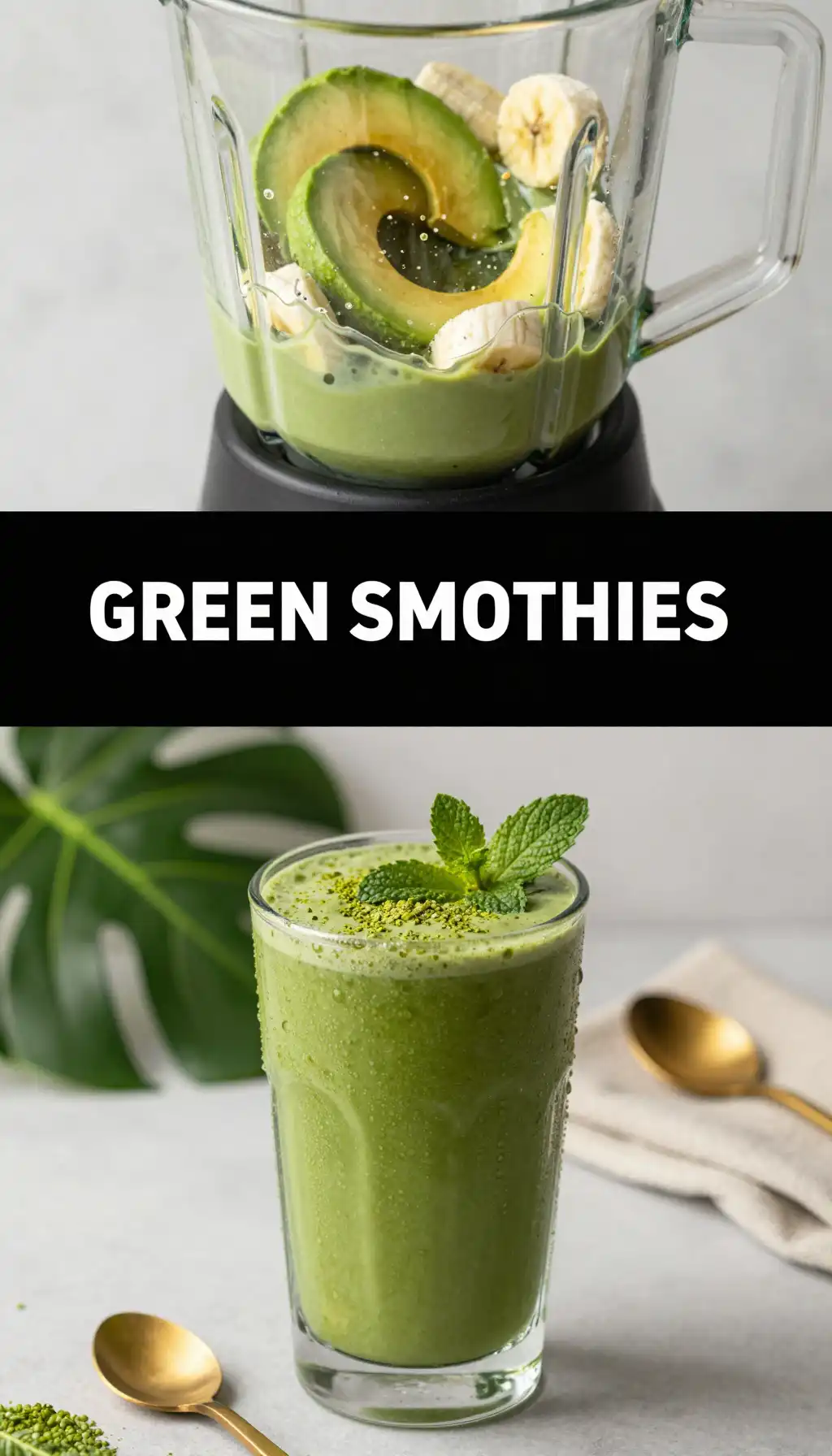 Matcha Avocado Cream Green Smoothie pinterest pin