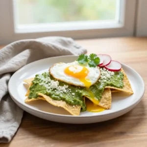 Spicy Chilaquiles Verdes with Crispy Fried Egg