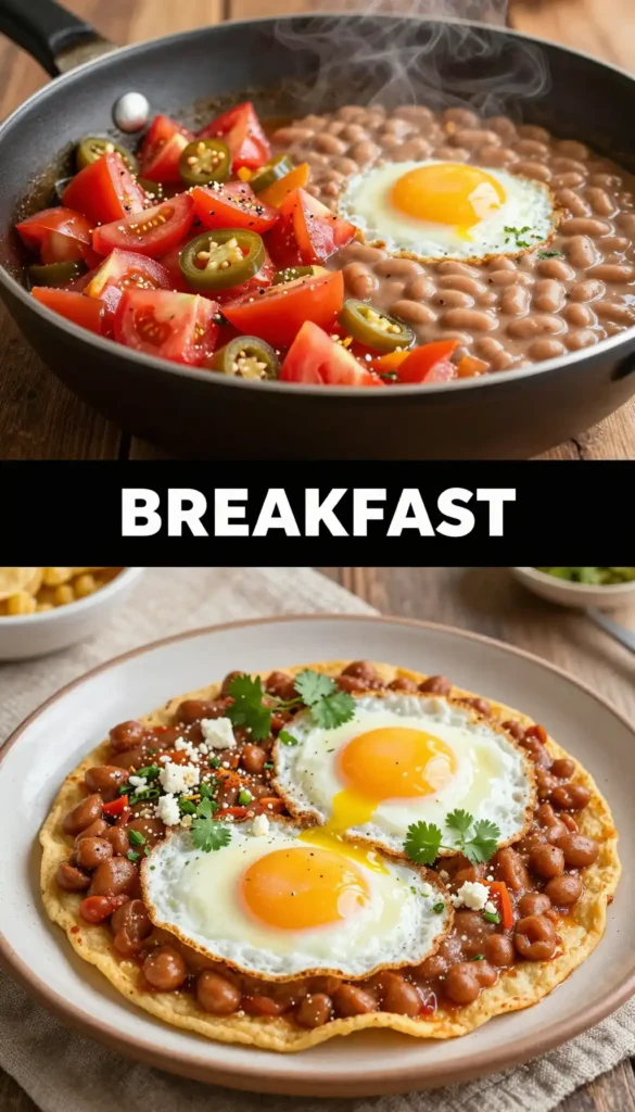 Mexican Huevos Rancheros with Refried Beans