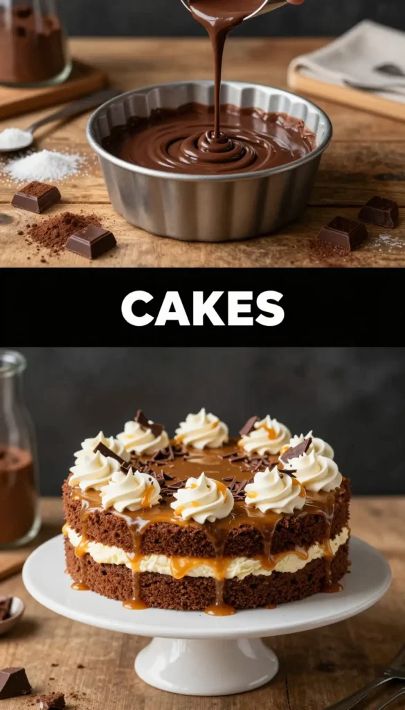 Milky Way Cake with Nougat and Caramel Filling