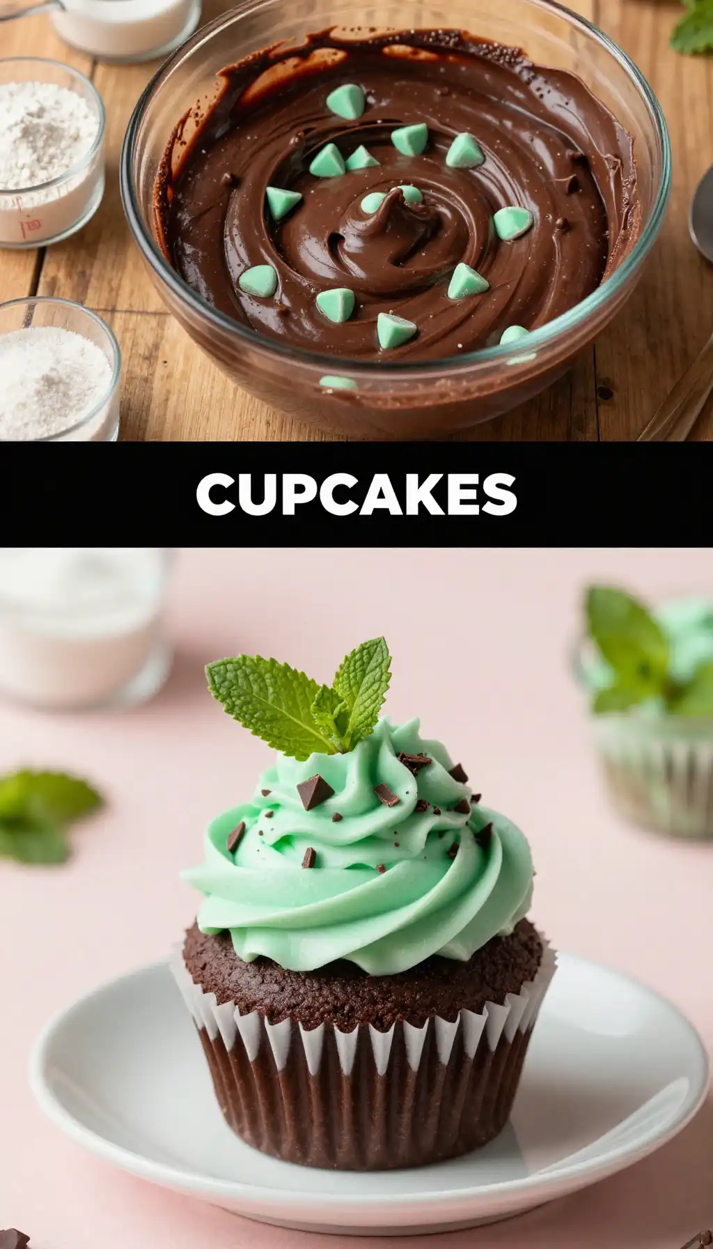 Mint Chocolate Cupcakes with Chocolate Chips pinterest pin