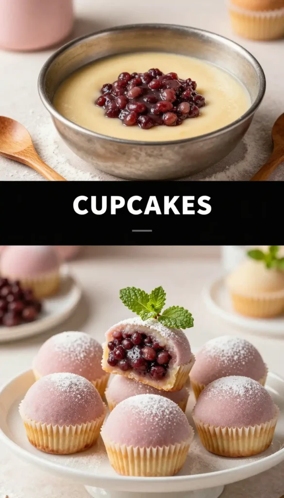 Mochi Stuffed Cupcakes with Red Bean Filling
