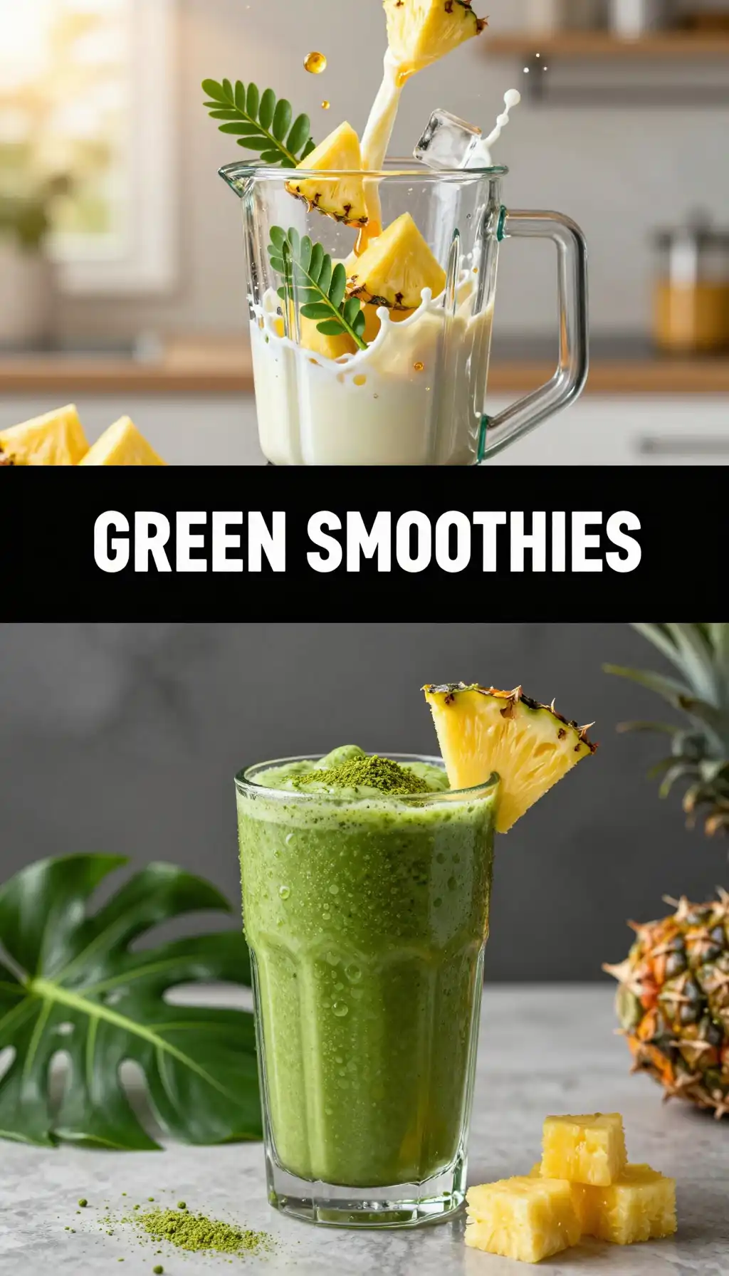 Moringa Leaf Pineapple Smoothie pinterest pin