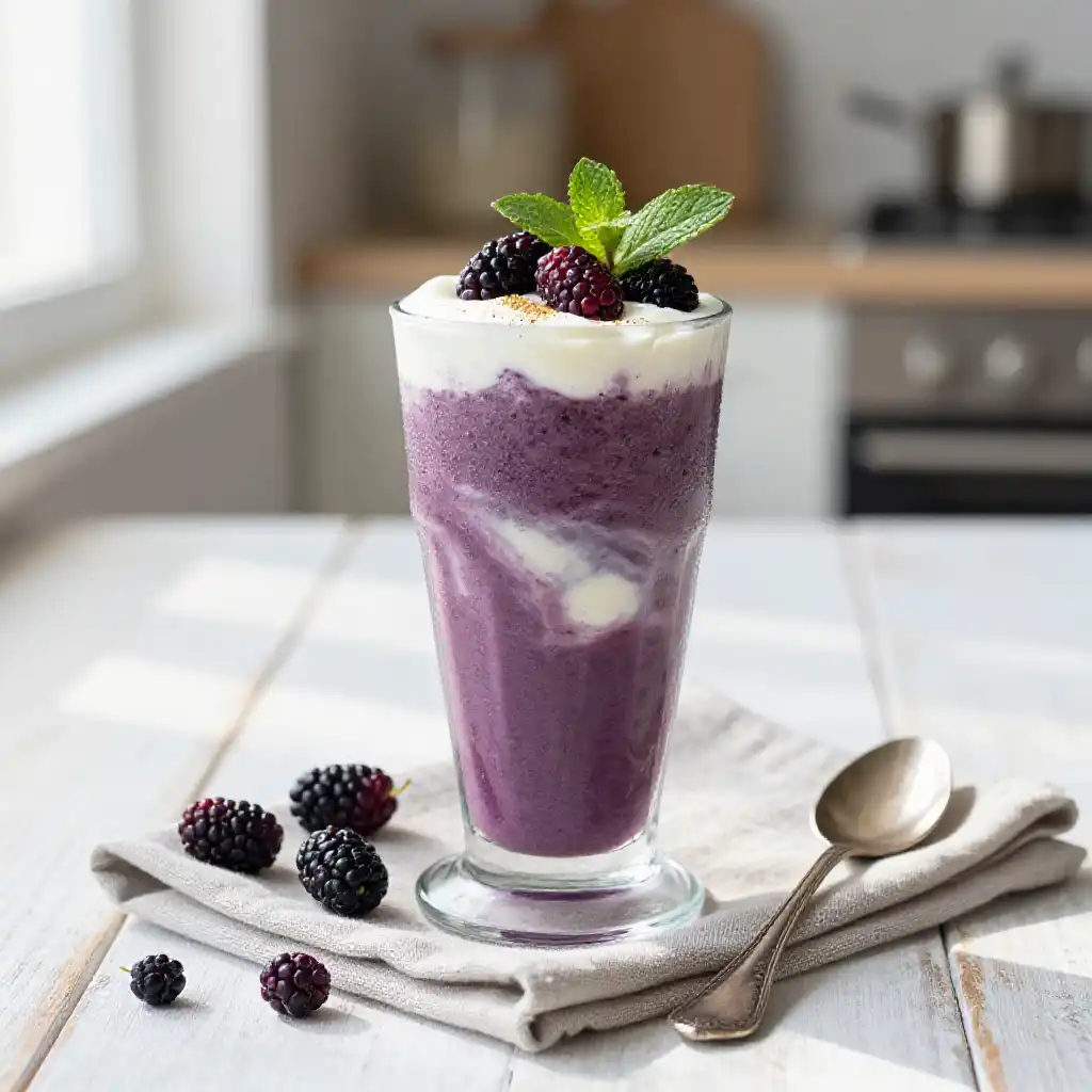Mulberry Vanilla Smoothie plated dish