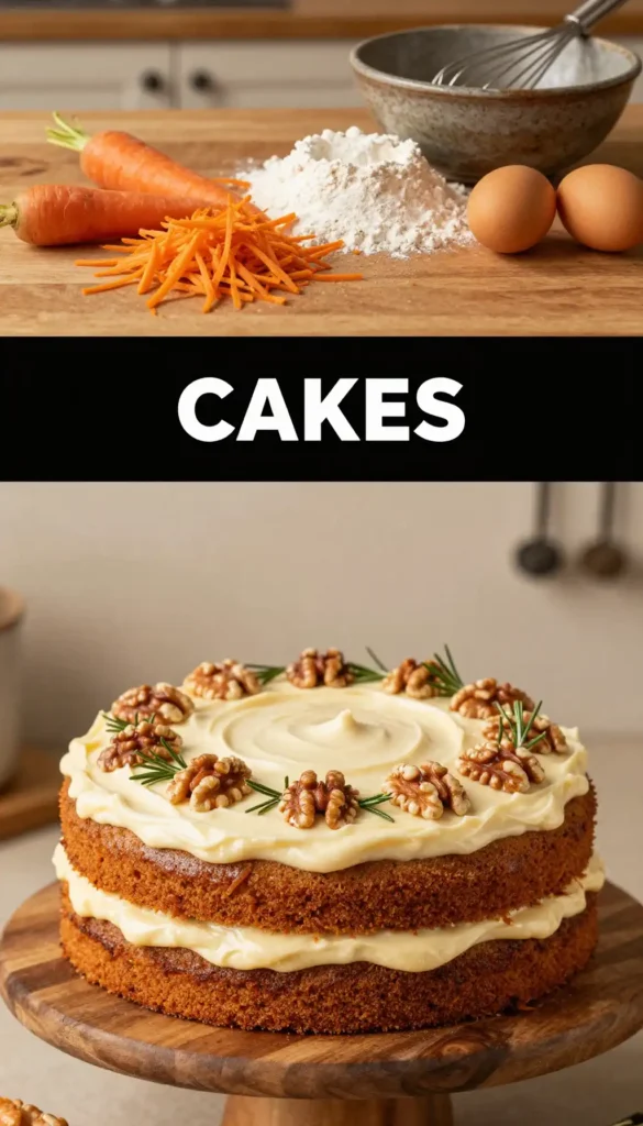Naked Carrot Cake with Cream Cheese Frosting and Candied Pecans