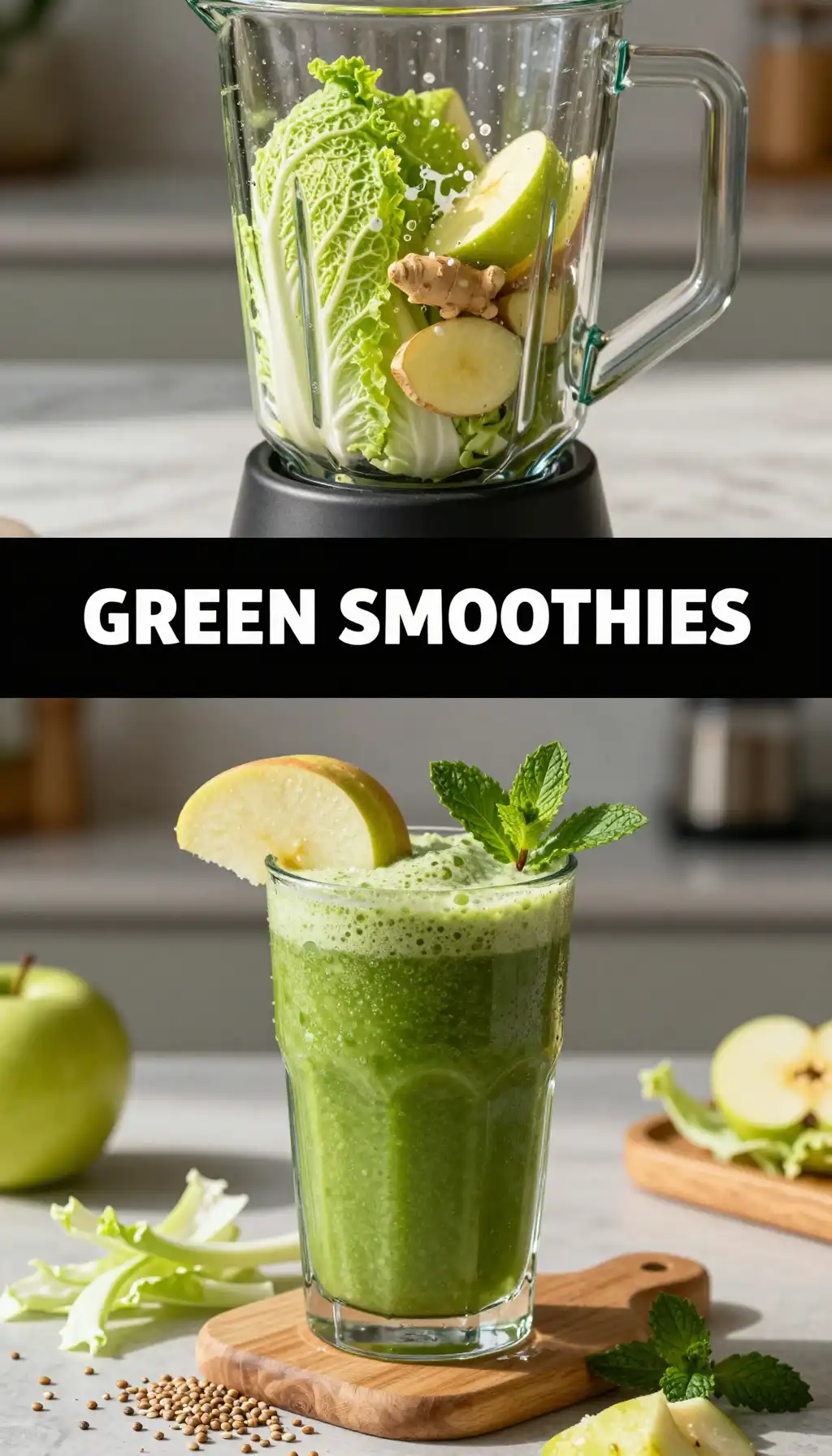 Napa Cabbage Apple Smoothie pinterest pin