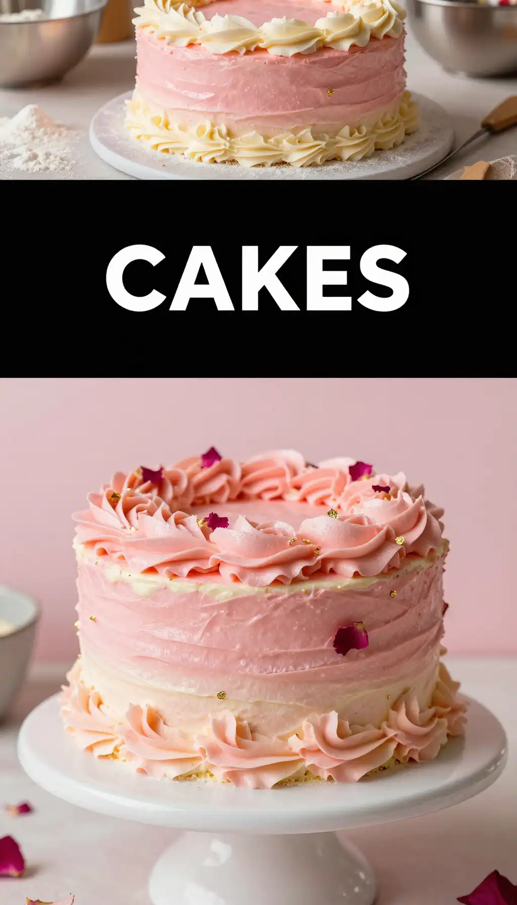 Ombre Rosette Cake with Gradating Pink Buttercream pinterest pin