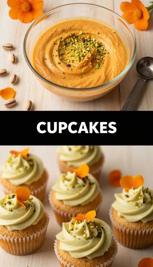 Orange Blossom Cupcakes with Pistachio Garnish