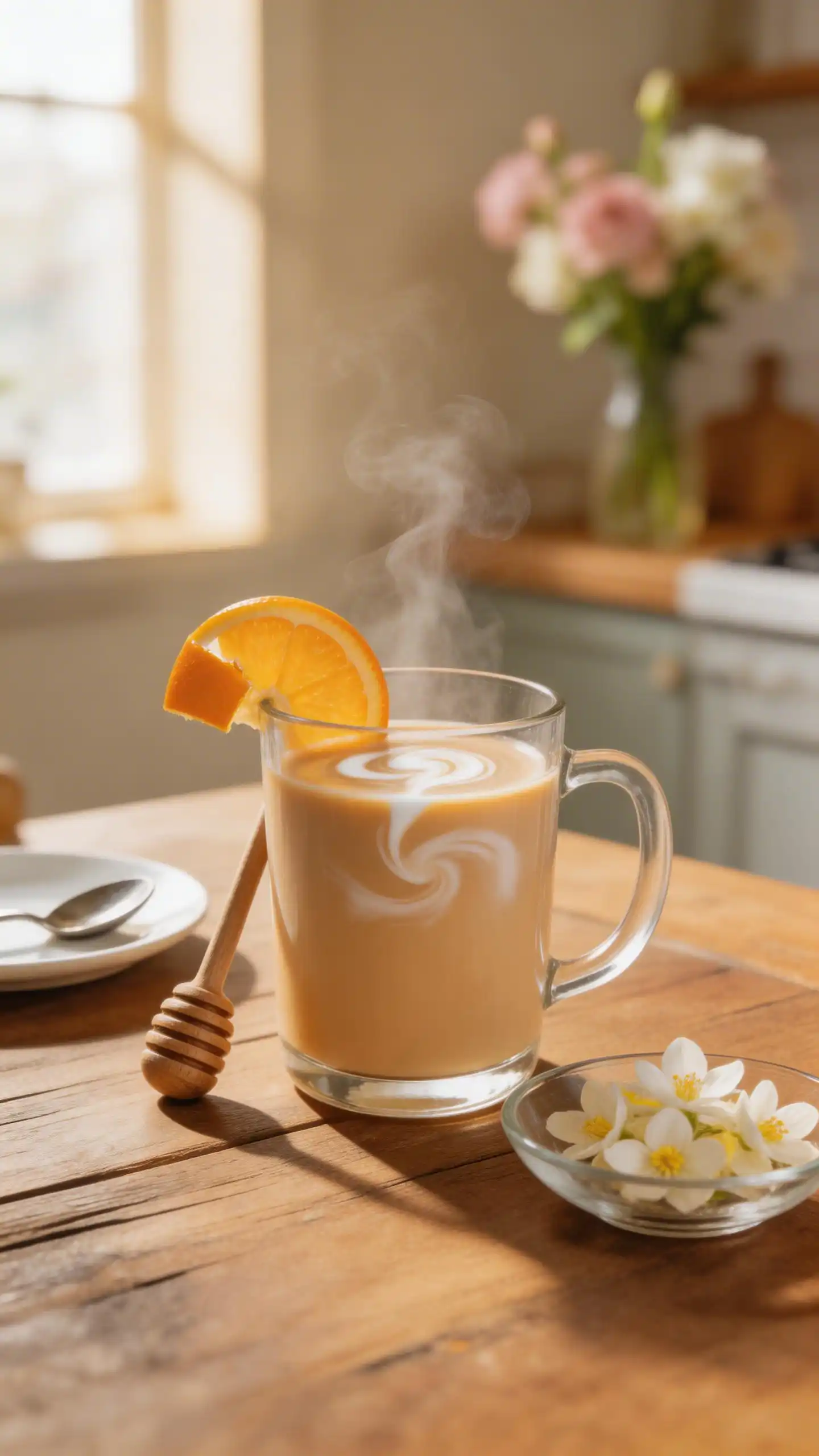 Orange Blossom Milk Tea plated dish