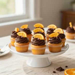 Gourmet Orange Chocolate Cupcakes with Candied Peel