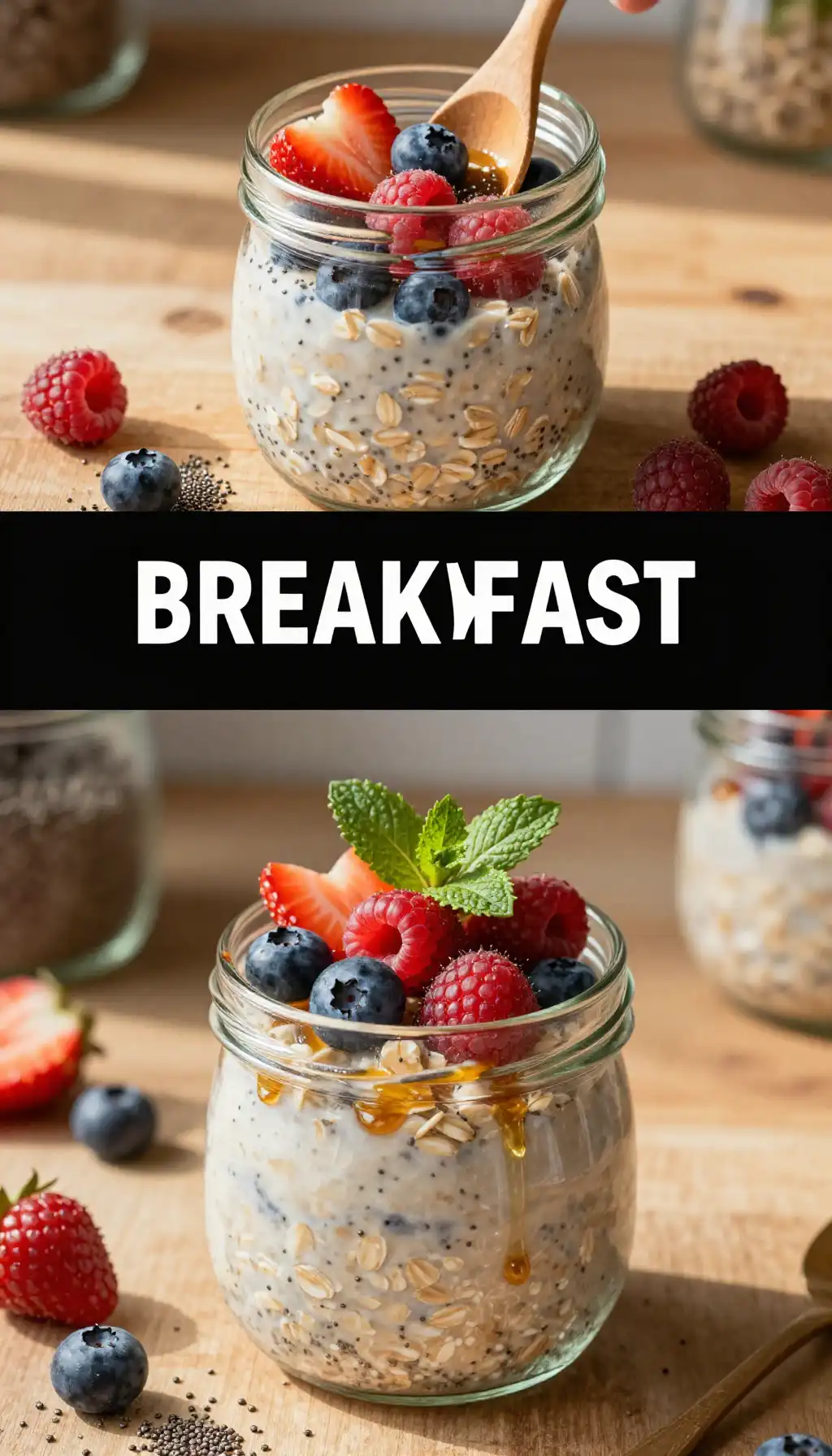 Overnight Oats with Chia and Berries pinterest pin
