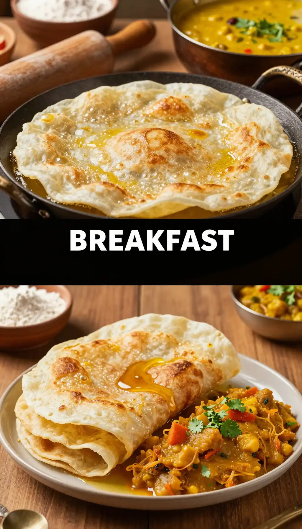 Pakistani Halwa Puri with Chana Masala pinterest pin